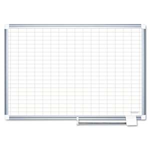 BI-SILQUE VISUAL COMMUNICATION PRODUCTS INC Grid Planning Board, 1x2" Grid, 48x36, White/Silver