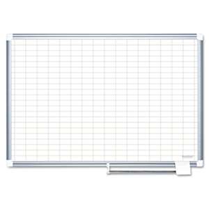 BI-SILQUE VISUAL COMMUNICATION PRODUCTS INC Grid Planning Board, 1x2" Grid, 72x48, White/Silver