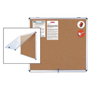 BI-SILQUE VISUAL COMMUNICATION PRODUCTS INC Slim-Line Enclosed Cork Bulletin Board, 47 x 38, Aluminum Case