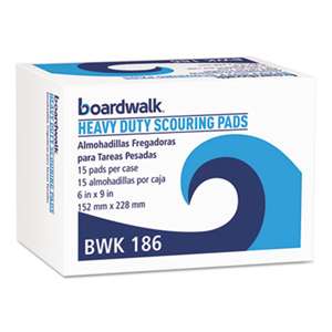 BOARDWALK Heavy-Duty Scour Pad, Green, 6 x 9, 15/Carton