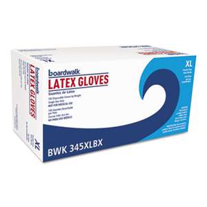 BOARDWALK General-Purpose Latex Gloves, Natural, X-Large, Powder-Free, 4 2/5 mil, 100/Box