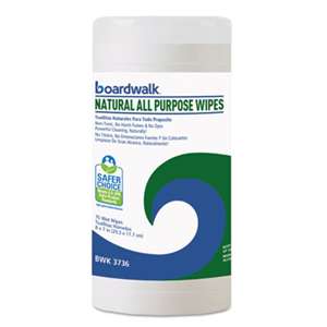 Boardwalk 3736EA Natural All Purpose Wipes, 7 x 8, Unscented, 75/Canister