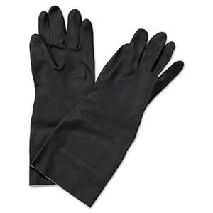 BOARDWALK Neoprene Flock-Lined Gloves, Long-Sleeved, Large, Black, Dozen