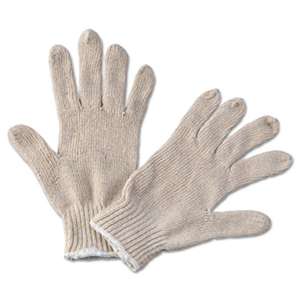 BOARDWALK String Knit General Purpose Gloves, Large, Natural, 12 Pairs