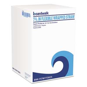 BOARDWALK Flexible Wrapped Straws, 7 3/4", White, 400/Pack