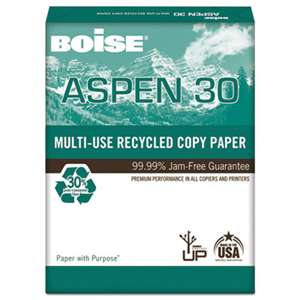 CASCADES ASPEN 30% Recycled Multi-Use Paper, 3-Hole, 92 Bright, 20lb, 8 1/2 x 11, White