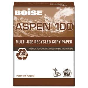 CASCADES ASPEN 100% Multi-Use Recycled Paper, 92 Bright, 20lb, 8-1/2 x 11, White
