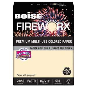 CASCADES FIREWORX Colored Paper, 20lb, 8-1/2 x 11, Flashing Ivory, 500 Sheets/Ream