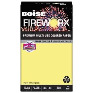 CASCADES FIREWORX Colored Paper, 20lb, 8-1/2 x 14, Crackling Canary, 500 Sheets/Ream