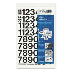 CHARTPAK/PICKETT Press-On Vinyl Numbers, Self Adhesive, Black, 1"h, 44/Pack