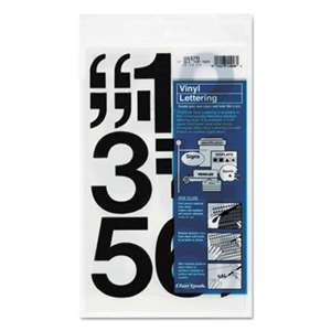 CHARTPAK/PICKETT Press-On Vinyl Numbers, Self Adhesive, Black, 3"h, 10/Pack