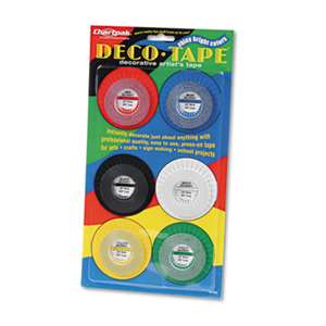 CHARTPAK/PICKETT Deco Bright Decorative Tape, 1/8" x 324", Red/Black/Blue/Green/Yellow, 6/Pack