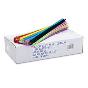 THE CHENILLE KRAFT COMPANY Regular Stems, 12" x 4mm, Metal Wire, Polyester, Assorted, 1000/Box