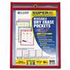 C-LINE PRODUCTS, INC Reusable Dry Erase Pockets, 6 x 9, Assorted Primary Colors, 10/Pack