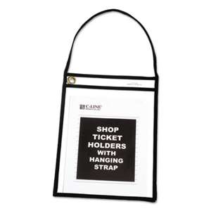 C-LINE PRODUCTS, INC Shop Ticket Holder with Strap, Black, Stitched, 75", 9 x 12, 15/BX