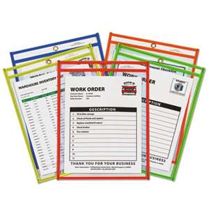 C-LINE PRODUCTS, INC Stitched Shop Ticket Holder, Neon, Assorted 5 Colors, 75", 9 x 12, 25/BX