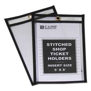 C-LINE PRODUCTS, INC Shop Ticket Holders, Stitched, Both Sides Clear, 25", 5 x 8, 25/BX