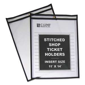 C-LINE PRODUCTS, INC Shop Ticket Holders, Stitched, Both Sides Clear, 75", 11 x 14, 25/BX