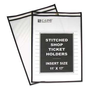 C-LINE PRODUCTS, INC Shop Ticket Holders, Stitched, Both Sides Clear, 75", 11 x 17, 25/BX