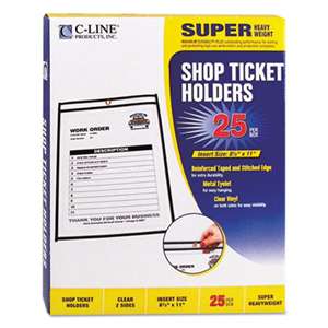 C-LINE PRODUCTS, INC Shop Ticket Holders, Stitched, Both Sides Clear, 50", 8 1/2 x 11, 25/BX