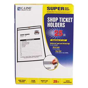 C-LINE PRODUCTS, INC Shop Ticket Holders, Stitched, Both Sides Clear, 75", 9 x 12, 25/BX