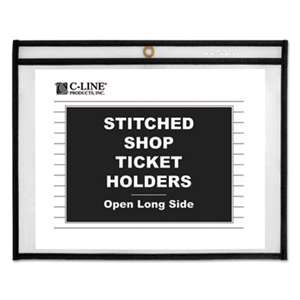 C-LINE PRODUCTS, INC Shop Ticket Holders, Stitched, Both Sides Clear, 75", 12 x 9, 25/BX