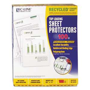 C-LINE PRODUCTS, INC Recycled Polypropylene Sheet Protector, Reduced Glare, 2", 11 x 8 1/2, 100/BX
