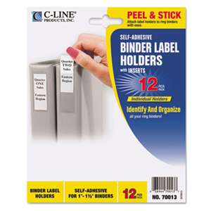 C-LINE PRODUCTS, INC Self-Adhesive Ring Binder Label Holders, Top Load, 3/4 x 2-1/2, Clear, 12/Pack