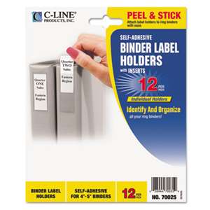 C-LINE PRODUCTS, INC Self-Adhesive Ring Binder Label Holders, Top Load, 1-3/4 x 3-1/4, Clear, 12/Pack