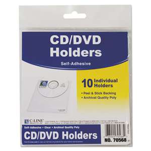 C-LINE PRODUCTS, INC Self-Adhesive CD Holder, 5 1/3 x 5 2/3, 10/PK