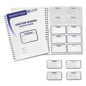 C-LINE PRODUCTS, INC Visitor Badges with Registry Log, 3 1/2 x 2, White, 150/Box
