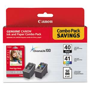 CANON COMPUTER SYSTEMS CCSI 0615B009 (PG-40/CL-41) ChromaLife100+ Ink & Paper Combo Pack, Black/Tri-Color