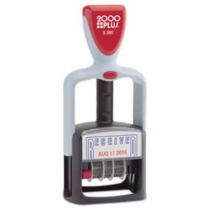 CONSOLIDATED STAMP Two-Color Word Dater, 1 3/4 x 1, "Received", Self-Inking, Blue/Red