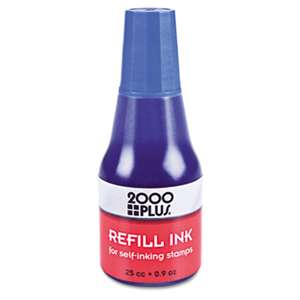 CONSOLIDATED STAMP Self-Inking Refill Ink, Blue, 0.9 oz. Bottle
