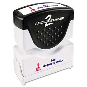 CONSOLIDATED STAMP Pre-Inked Shutter Stamp with Microban, Red/Blue, FOR DEPOSIT ONLY, 1 5/8 x 1/2