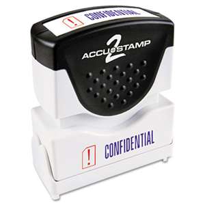 CONSOLIDATED STAMP Pre-Inked Shutter Stamp with Microban, Red/Blue, CONFIDENTIAL, 1 5/8 x 1/2