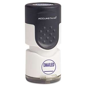CONSOLIDATED STAMP Accustamp Pre-Inked Round Stamp with Microban, EMAILED, 5/8" dia, Blue