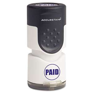 CONSOLIDATED STAMP Accustamp Pre-Inked Round Stamp with Microban, PAID, 5/8" dia, Blue