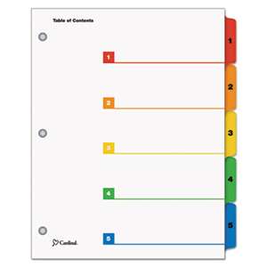 CARDINAL BRANDS INC. Traditional OneStep Index System, 5-Tab, 1-5, Letter, Multicolor, 5/Set