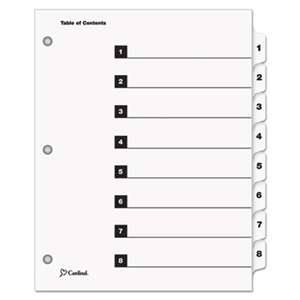 CARDINAL BRANDS INC. Traditional OneStep Index System, 8-Tab, 1-8, Letter, White, 8/Set