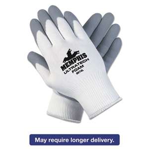 MCR SAFETY Ultra Tech Foam Seamless Nylon Knit Gloves, Medium, White/Gray, 12 Pair/Dozen