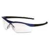 MCR SAFETY Dallas Wraparound Safety Glasses, Metallic Blue Frame, Clear AntiFog Lens