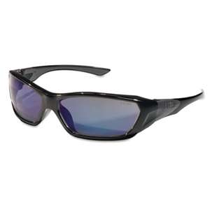 MCR SAFETY ForceFlex Safety Glasses, Black Frame, Blue Lens