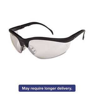 MCR SAFETY Klondike Safety Glasses, Black Matte Frame, Clear Mirror Lens