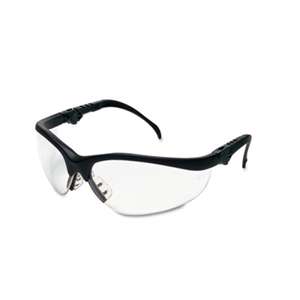 MCR SAFETY Klondike Plus Safety Glasses, Black Frame, Clear Lens