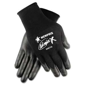 MCR SAFETY Ninja x Bi-Polymer Coated Gloves, Large, Black, Pair