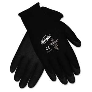 MCR SAFETY Ninja HPT PVC coated Nylon Gloves, Large, Black, Pair