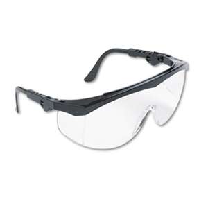 MCR SAFETY Tomahawk Wraparound Safety Glasses, Black Nylon Frame, Clear Lens, 12/Box