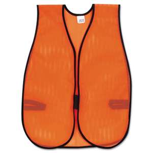 MCR SAFETY Orange Safety Vest, Polyester Mesh, Hook Closure, 18 in. x 47 in., One Size