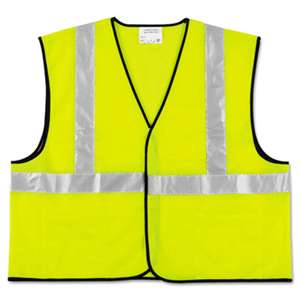 MCR SAFETY Class 2 Safety Vest, Fluorescent Lime w/Silver Stripe, Polyester, X-Large